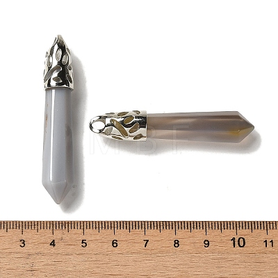 Natural Grey Agate Pointed Big Pendants G-Z055-01P-09-1