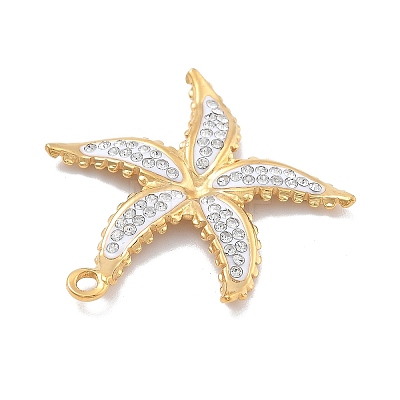 304 Stainless Steel Polymer Clay Rhinestone Pendants RESI-R155-012G-02-1