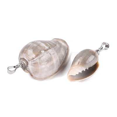 Brass & Natural Oliva Shell Pendants SHEL-Q029-22P-1