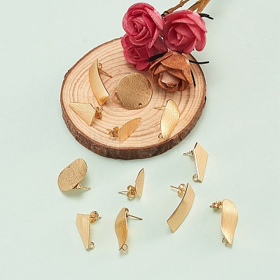 24Pcs 6 Styles Brass Stud Earrings Findings KK-SZ0001-52-1