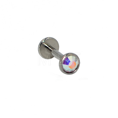 G23 Titanium Cubic Zirconia Flat Round 17 Gauge Threadless Labrets for Women Men WG1F07B-06-1