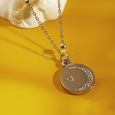 Elegant stainless steel moon pendant necklace for daily wear EY8350-2-1