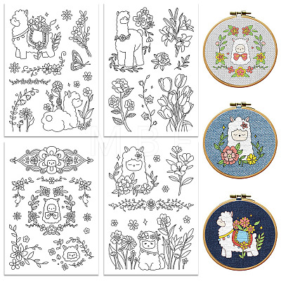 4 Sheets 11.6x8.2 Inch Stick and Stitch Embroidery Patterns DIY-WH0455-185-1