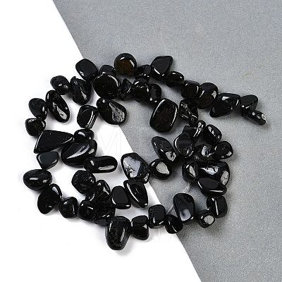 Natural Black Tourmaline Nuggets Beads Strands G-B125-A06-01-1