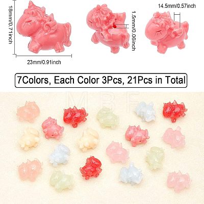 21Pcs 7 Colors Opaque Resin Beads RESI-CA0001-48-1