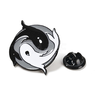 Black White Gray Yin-Yang Eight Trigrams Enamel Pins JEWB-Z014-01A-EB-1