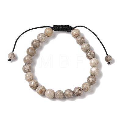 8mm Round Natural Maifanite Braided Bead Bracelets BJEW-C067-01B-06-1