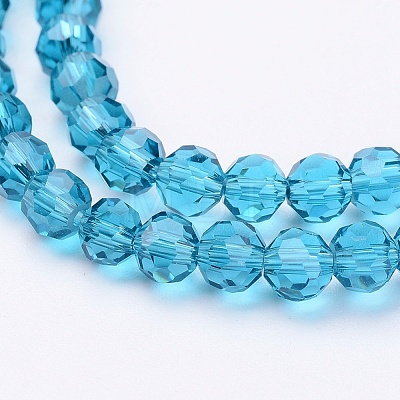 Faceted(32 Facets) Round Glass Beads Strands X-EGLA-J042-4mm-14-1