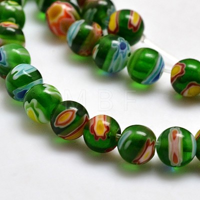 Round Millefiori Glass Beads Strands LK-P001-10-1