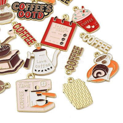 Coffee Alloy Enamel Pendants AL-K001-02-1