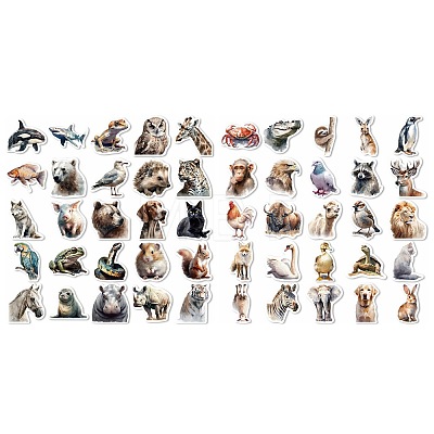 50Pcs Animal PVC Self-Adhesive Cartoon Stickers STIC-B001-04-1