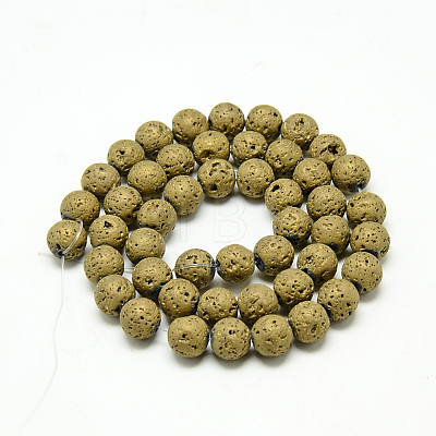 Electroplate Natural Lava Rock Beads Strands G-T058-03G-1