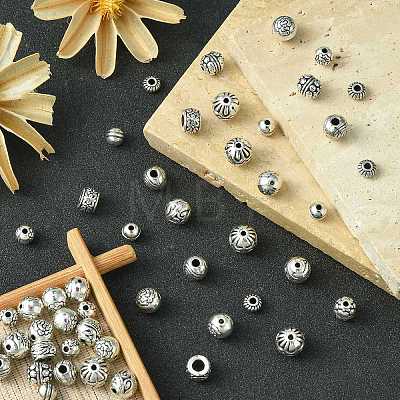 50Pcs 10 Styles Tibetan Style Alloy Spacer Beads FIND-CJ0001-57-1