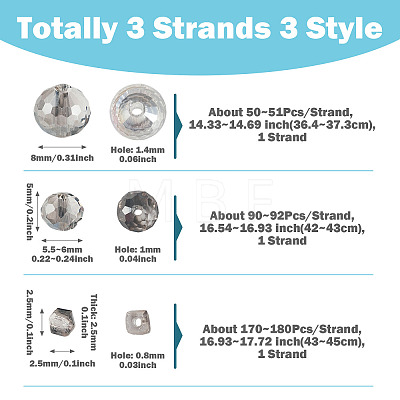 3 Strands 3 Style Electroplate Glass Beads Strands EGLA-TADJ0001-11A-1