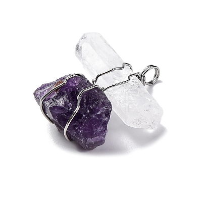 Natural Quartz Crystal & Amethyst Nuggets Big Pendants G-K338-43P-09-1