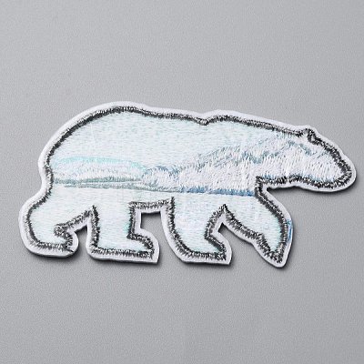 Polar Bear with Scenery Computerized Embroidery Cloth Iron on/Sew on Patches DIY-WH0409-14-1