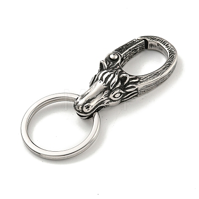 Tibetan Style 316 Surgical Stainless Steel Fittings with 304 Stainless Steel Key Ring FIND-Q101-09AS-02-1