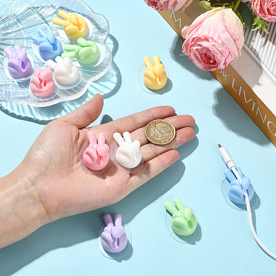 Yeah Gesture Thumb Shape Plastic Cable Organizer Clips PL-FZCA1FC-01F-1