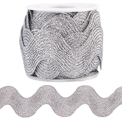 5 Yards Polyester Metallic Wavy Fringe Trim Ribbon OCOR-GF0004-56-1