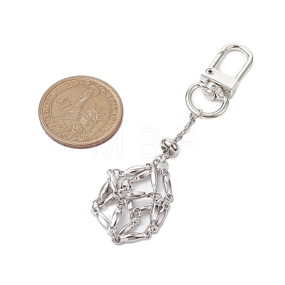 304 Stainless Steel Macrame Chain Pouch Empty Stone Holder Pendant Decoration HJEW-JM02085-1