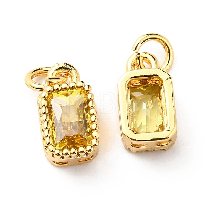 Real 18K Gold Plated Brass Inlaid Cubic Zirconia Charms ZIRC-L100-075G-06-1