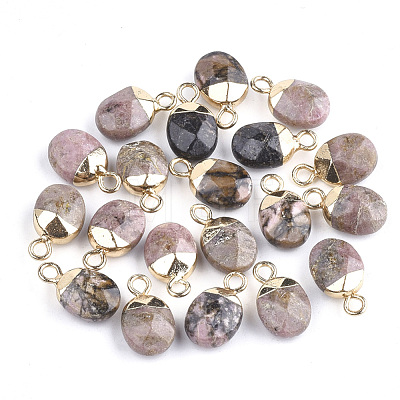 Electroplate Natural & Synthetic Gemstone Charms G-S344-09-M-1