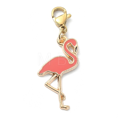 Alloy Enamel Flamingo Pendant Decotations HJEW-JM01215-1