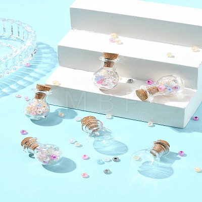 8Pcs Mini High Borosilicate Glass Bottle Bead Containers BOTT-FS0001-01-1