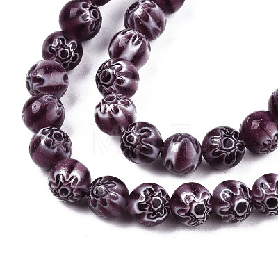 Round Millefiori Glass Beads Strands LK-P001-32-1