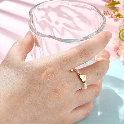 Natural Freshwater Pearl & 304 Stainless Steel Bead Finger Rings RJEW-FS00001-12-1
