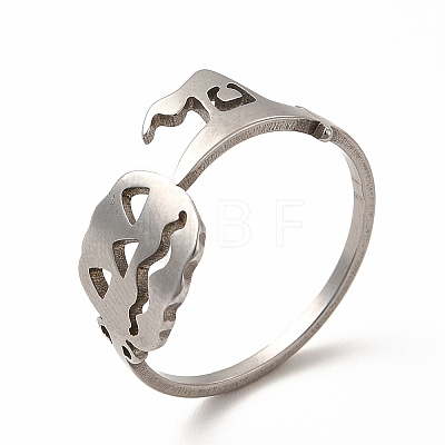 304 Stainless Steel Hollow Out Pumpkins and Witch Finger Ring for Halloween RJEW-K239-11P-1