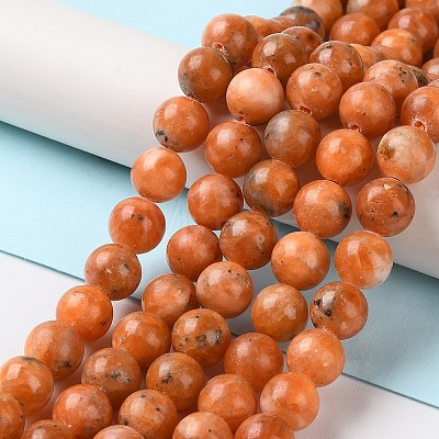 Natural Orange Calcite Beads Strands G-E576-74D-1