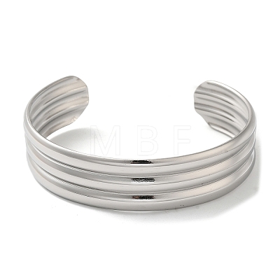 Titanium Steel Grooved Open Cuff Bangles for Women BJEW-G719-22P-1