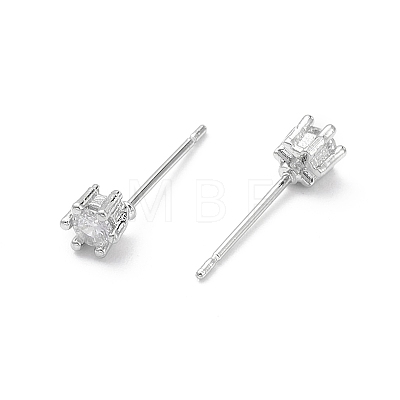 Rack Plating Brass Cubic Zirconia Stud Earrings for Women EJEW-K245-16P-1