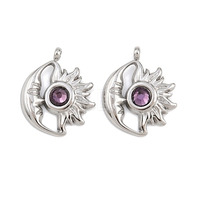 304 Stainless Steel Rhinestone Pendants STAS-Z166-24P-02-1