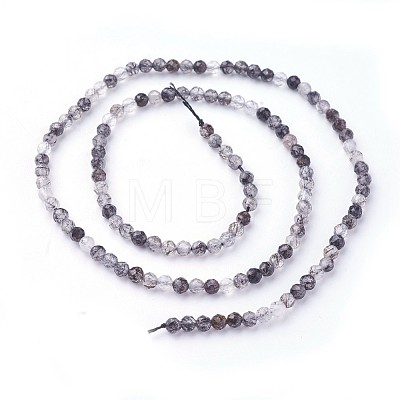 Natural Black Rutilated Quartz Beads Strands G-F619-10B-3mm-1