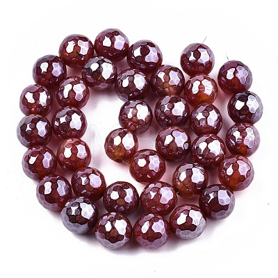 Electroplate Natural Agate Beads Strands G-T131-55-08-1
