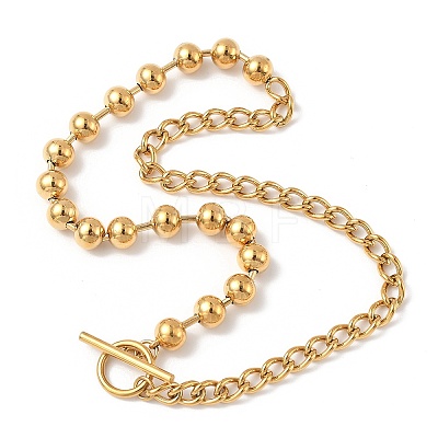 304 Stainless Steel Half Ball Chain & Twisted Chain Necklaces with OT Buckles NJEW-V010-03G-1