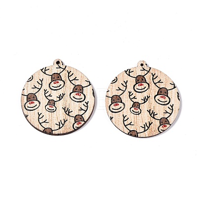 Printed Poplar Wood Pendants FIND-N005-74O-1