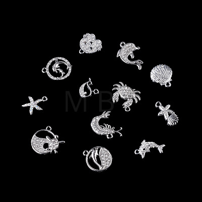 12Pcs 12 Styles Alloy Rhinestone Pendants FIND-TAD0001-02-1