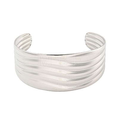 Non-Tarnish 304 Stainless Steel Wavy Open Cuff Bangles for Women BJEW-Q344-02P-1