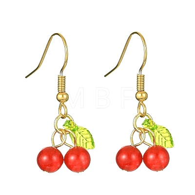 Natural Malaysia Jade Cherry Dangle Earrings EJEW-JE05519-01-1