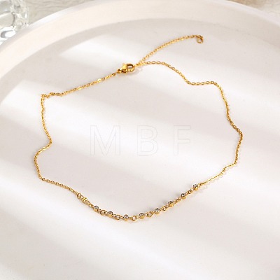 Cubic Zirconia Column Pendant Necklace with Brass Cable Chains UU3534-1-1