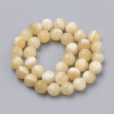 Natural Yellow Jade Beads Strands X-G-S259-49-10mm-1
