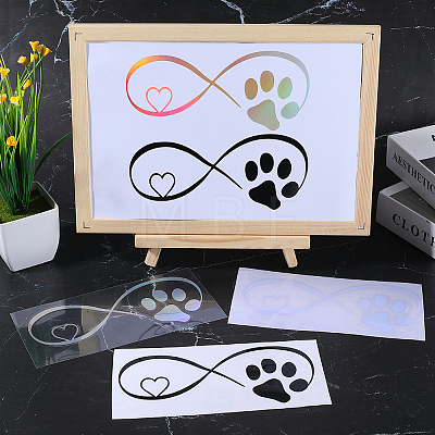 Gorgecraft 15 Sheets 3 Colors Infinity & Heart & Dog Paw Print PVC Waterproof Car Stickers DIY-GF0008-96-1