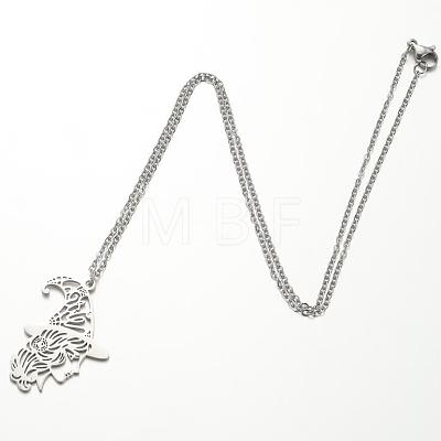 Halloween 201 Stainless Steel Witch Outline Pendant Necklaces for Women WG0654A-02-1