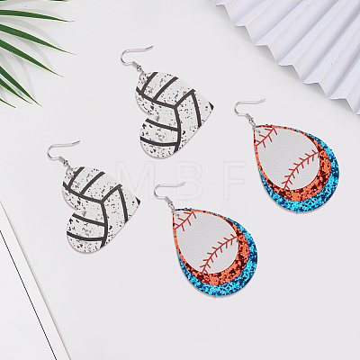 2 Pairs 2 Styles PU Leather Dangle Earrings EJEW-CL0001-03-1