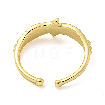 Rack Plating Brass Leaf Open Cuff Rings for Women RJEW-C081-06G-1