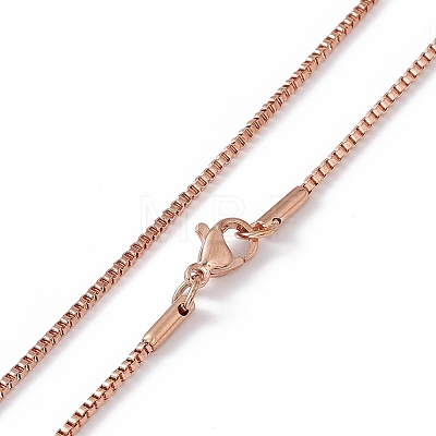 304 Stainless Steel Box Chain Necklaces for Men Women NJEW-G091-01RG-1