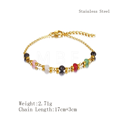 Bohemian Natural Black Agate Beaded Link Bracelets OT4085-1-1